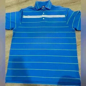 Footjoy Polo Shirt Mens XL Blue White Stripes